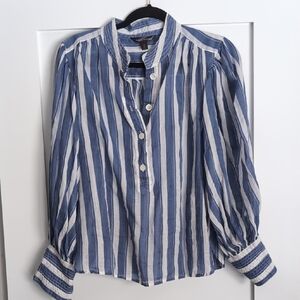 Banana Republic Blue and White Striped Shirt